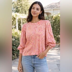 MISA Los Angeles /.Kali Long Puff Sleeve Pink Tie Dye Top - Sz M